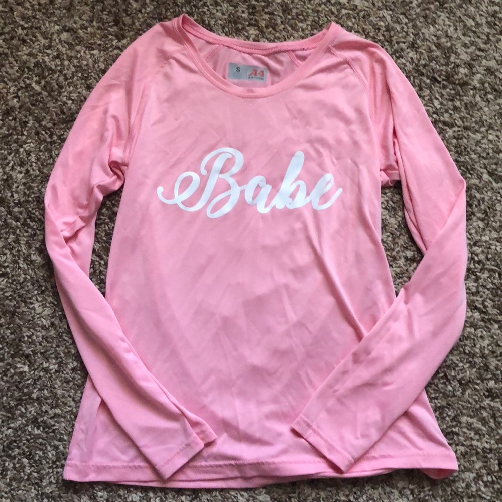 Pink long sleeve athletic top